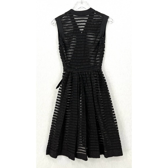 VINTAGE 50s Dress Womens XS Black Sheer Stripe Tulle Fit and Flare Layering - Picture 4 of 13